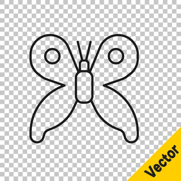 Schwarze Linie Schmetterling Symbol Isoliert Auf Transparentem Hintergrund Vektor — Stockvektor