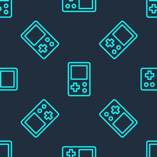 Linha Verde Tetris Portátil Ícone Jogo Eletrônico Isolado Padrão Sem — Vetor de Stock