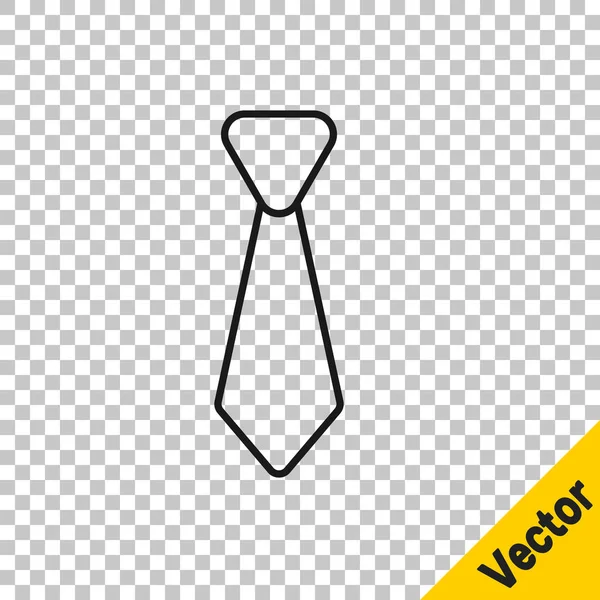 Black Line Tie Icon Isolated Transparent Background Necktie Neckcloth Symbol — Stock Vector