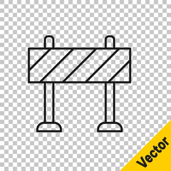 Ligne Noire Icône Barrière Routière Isolée Sur Fond Transparent Symbole — Image vectorielle