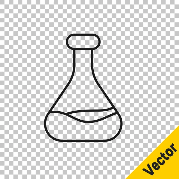 Schwarzer Strich Reagenzglas Und Kolbensymbol Isoliert Auf Transparentem Hintergrund Chemische — Stockvektor