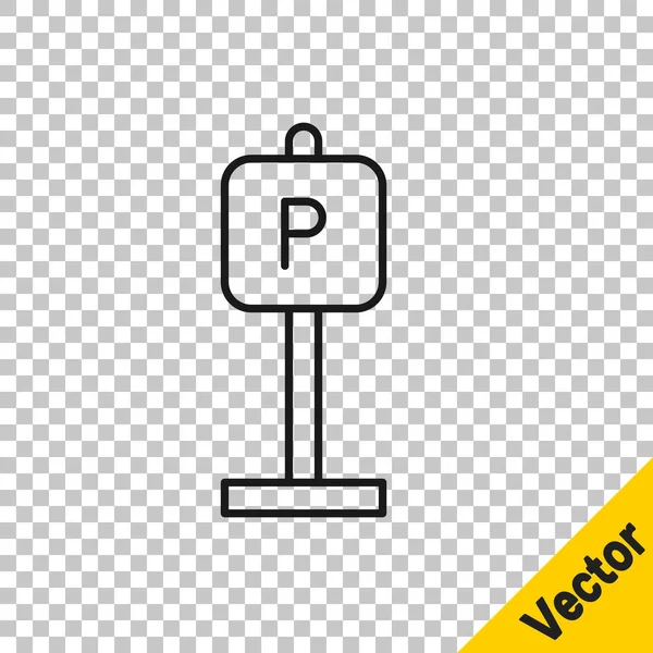 Black Line Parking Icon Isolated Transparent Background Street Road Sign — Stock Vector