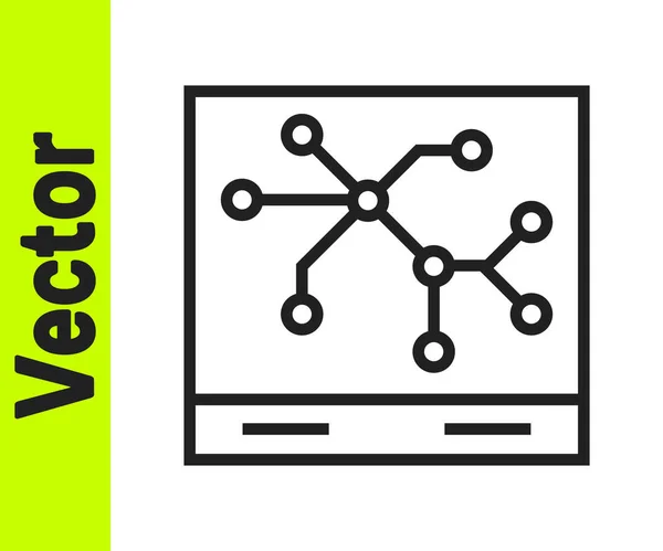 Linha Preta Ícone Mapa Ferroviário Isolado Fundo Branco Vetor — Vetor de Stock