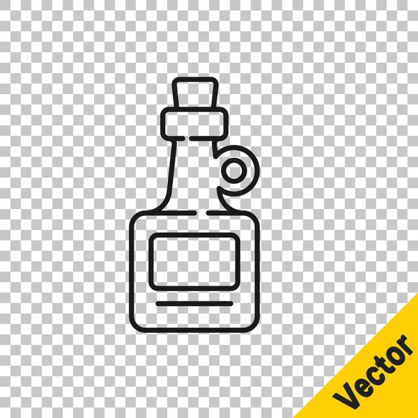 Чорна Лінія Алкогольний Напій Значок Пляшки Рому Ізольовано Прозорому Фоні — стоковий вектор