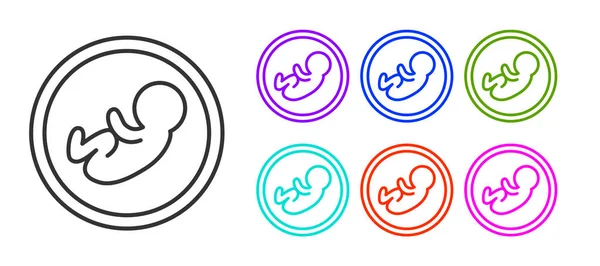 Svart Linje Baby Ikon Isolerad Vit Bakgrund Ställ Ikoner Färgglada — Stock vektor
