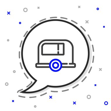 Rv Kamp karavanı simgesi beyaz arkaplanda izole edildi. Gezici ev, karavan, yolculuk için ev karavanı. Renkli taslak konsepti. Vektör.