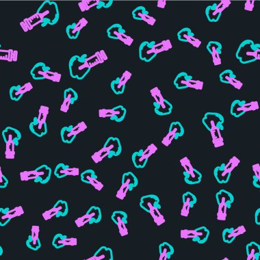 Genetik olarak modifiye edilmiş elma simgesi siyah arkaplanda izole edilmiş kusursuz desen. GDO meyvesi. Elmaya şırınga enjekte ediliyor. Vektör.