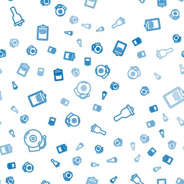 Satır Çalan Alarm Çanı 'nı ayarla, ve pano kusursuz desen üzerinde kontrol listesi ile birlikte. Vektör.