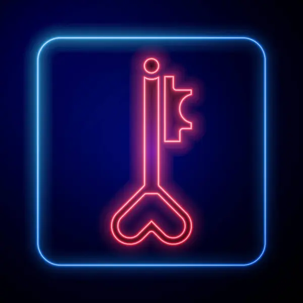 Gloeiende Neon Sleutel Hartvorm Pictogram Geïsoleerd Blauwe Achtergrond Maart Internationale — Stockvector