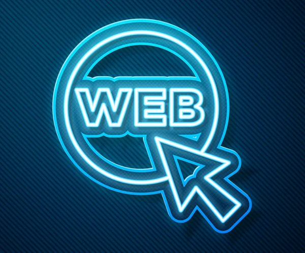 Gloeiende Neon Lijn Web Grafisch Ontwerp Pictogram Geïsoleerd Blauwe Achtergrond — Stockvector