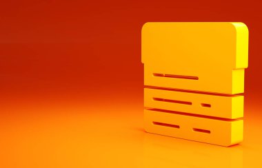 Sarı Arama Motoru simgesi turuncu arkaplanda izole edildi. Minimalizm kavramı. 3d illüstrasyon 3B canlandırma