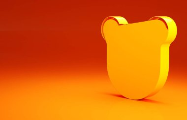 Sarı Ayı kafa simgesi turuncu arka planda izole edildi. Minimalizm kavramı. 3d illüstrasyon 3B canlandırma