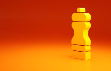 Sarı Biber ikonu turuncu arkaplanda izole edilmiş. Yemek pişirme baharatları. Minimalizm kavramı. 3d illüstrasyon 3B canlandırma