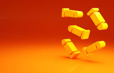 Sarı kurşun ikonu turuncu arka planda izole edildi. Minimalizm kavramı. 3d illüstrasyon 3B canlandırma