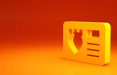 Sarı polis rozeti ve turuncu arka planda kimlik simgesi var. Minimalizm kavramı. 3d illüstrasyon 3B canlandırma