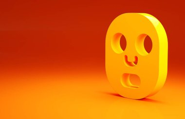 Sarı Yüz Kozmetik Maskesi ikonu turuncu arka planda izole edildi. Kozmetoloji, ilaç ve sağlık hizmetleri. Minimalizm kavramı. 3d illüstrasyon 3B canlandırma