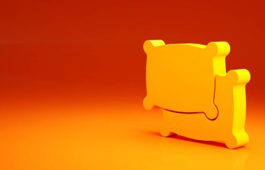 Sarı dikdörtgen yastık ikonu turuncu arka planda izole edilmiş. Yastık tabelası. Minimalizm kavramı. 3d illüstrasyon 3B canlandırma