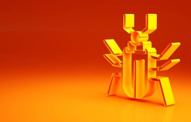 Sarı Böcek sineği ikonu turuncu arka planda izole edildi. Minimalizm kavramı. 3d illüstrasyon 3B canlandırma