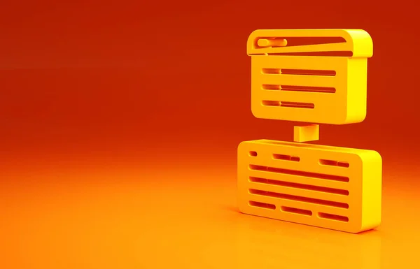 Yellow Server, Data, Web Hosting icon isolated on orange background. Minimalism concept. 3d illustration 3D render