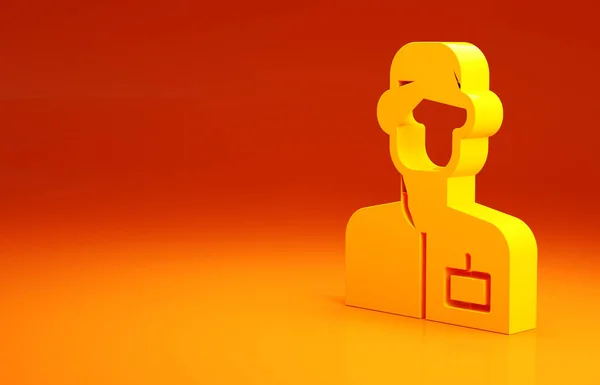 Иконка инженера желтого аналитика выделена на оранжевом фоне. Концепция минимализма. 3D-рендеринг — стоковое фото