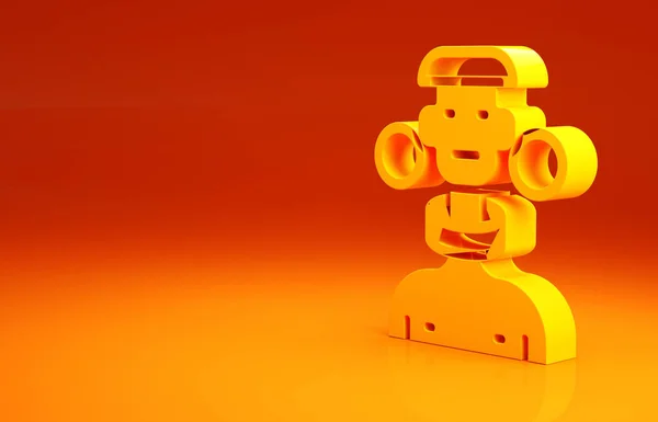 Sárga afrikai törzs férfi ikon elszigetelt narancs alapon. Minimalizmus koncepció. 3d illusztráció 3D render — Stock Fotó
