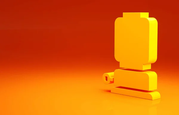 Ícone de lanterna de acampamento amarelo isolado no fundo laranja. Feliz festa de Halloween. Conceito de minimalismo. 3D ilustração 3D render — Fotografia de Stock