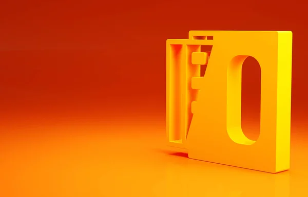 Amarelo Abrir caixa de fósforos e corresponde ícone isolado no fundo laranja. Conceito de minimalismo. 3D ilustração 3D render — Fotografia de Stock