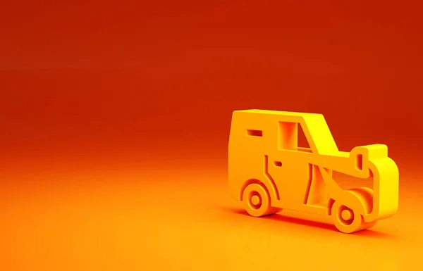 Icono amarillo Off road coche aislado sobre fondo naranja. Señal del jeep. Concepto minimalista. 3D ilustración 3D render — Foto de Stock