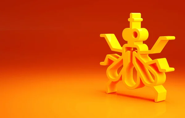 Yellow Mosquito icon isolated on orange background. Minimalism concept. 3d illustration 3D render