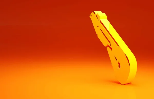 Yellow Police shotgun icon isolated on orange background. Hunting shotgun. Minimalism concept. 3d illustration 3D render — Stock Photo, Image