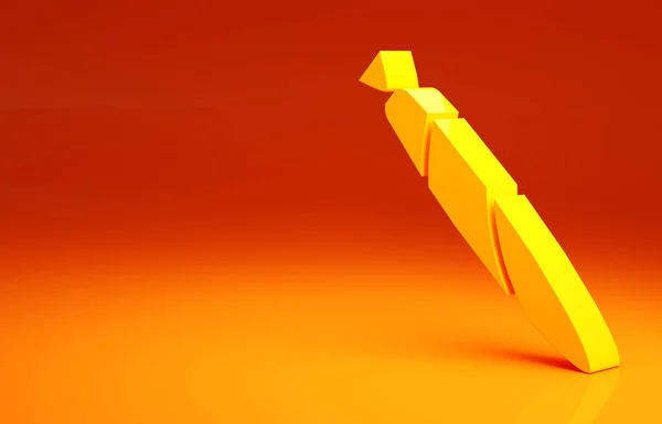 Articulação de maconha amarela, ícone de spliff isolado no fundo laranja. Cigarro com droga, cigarro de maconha enrolada. Conceito de minimalismo. 3D ilustração 3D render — Fotografia de Stock
