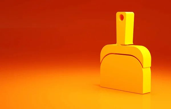 Ikona žlutého prachu izolovaná na oranžovém pozadí. Úklid sběrných služeb. Minimalismus. 3D ilustrace 3D vykreslení — Stock fotografie