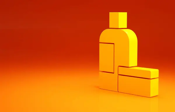 Žlutý krém nebo krém kosmetické trubice ikona izolované na oranžovém pozadí. Výrobky pro péči o tělo pro ženy. Minimalismus. 3D ilustrace 3D vykreslení — Stock fotografie