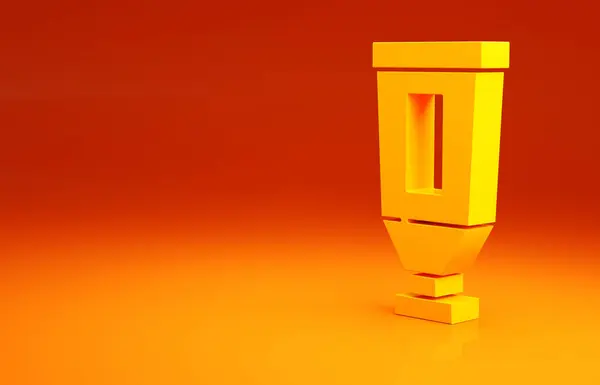 Žlutý krém nebo krém kosmetické trubice ikona izolované na oranžovém pozadí. Výrobky pro péči o tělo pro ženy. Minimalismus. 3D ilustrace 3D vykreslení — Stock fotografie