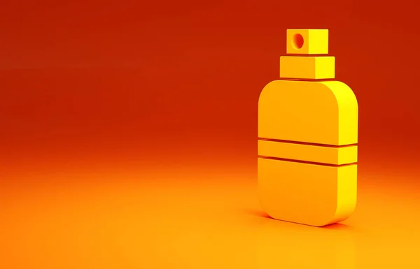 Gele parfum icoon geïsoleerd op oranje achtergrond. Minimalisme concept. 3d illustratie 3D renderen — Stockfoto