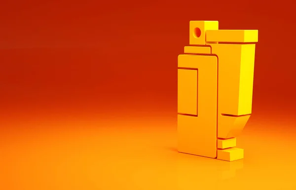 Amarelo Creme ou loção ícone tubo cosmético isolado no fundo laranja. Produtos de cuidados com o corpo para a mulher. Conceito de minimalismo. 3D ilustração 3D render — Fotografia de Stock