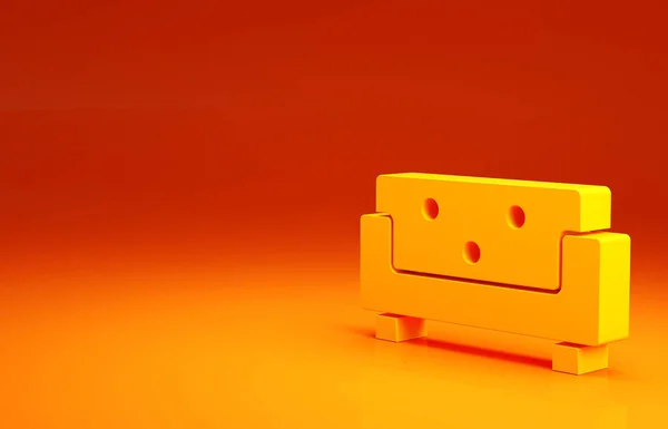 Yellow Sofa icon isolated on orange background. Minimalism concept. 3d illustration 3D render