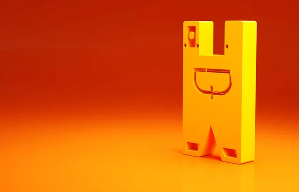 Icono de ropa de trabajador de Yellow Garden aislado sobre fondo naranja. Concepto minimalista. 3D ilustración 3D render —  Fotos de Stock