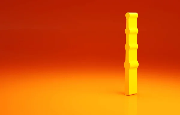 Icono varita mágica amarilla aislado sobre fondo naranja. Accesorio mágico en forma de estrella. Poder mágico. Concepto minimalista. 3D ilustración 3D render — Foto de Stock