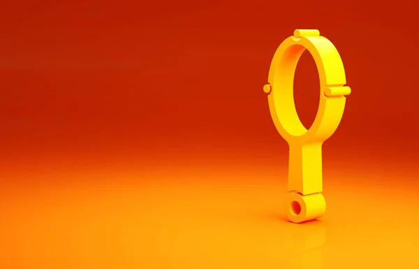 Yellow Magic hand mirror icon isolated on orange background. Minimalism concept. 3d illustration 3D render — Stock Photo, Image