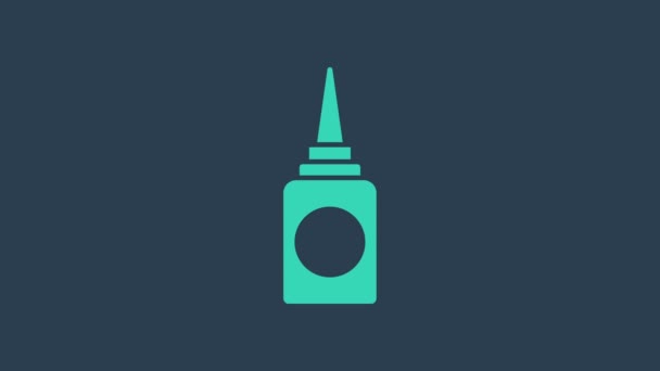 Bottiglia turchese icona spray nasale isolato su sfondo blu. Animazione grafica 4K Video motion — Video Stock