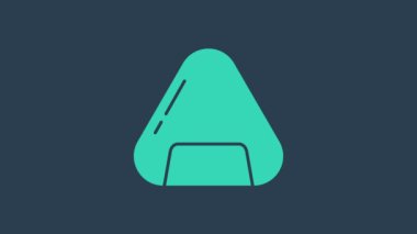 Mavi arkaplanda turkuaz suşi simgesi izole edildi. Geleneksel Japon yemekleri. 4K Video hareketli grafik canlandırması