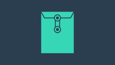 Turkuaz Zarf simgesi mavi arkaplanda izole edildi. E- posta mektup sembolü. 4K Video hareketli grafik canlandırması