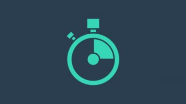 Turkuaz hızlı dağıtım simgesi mavi arkaplanda izole edildi. Zamanında servis, hareket halindeki kronometre, son teslim tarihi konsepti, saat hızı. 4K Video hareketli grafik canlandırması