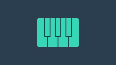 Mavi arkaplanda turkuaz müzik sentezleyici simgesi izole edildi. Elektronik piyano. 4K Video hareketli grafik canlandırması