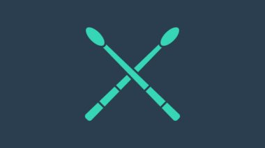 Turkuaz davul çubukları simgesi mavi arkaplanda izole edildi. Müzik aleti. 4K Video hareketli grafik canlandırması