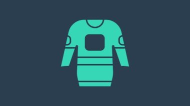 Turkuaz hokey forması ikonu mavi arka planda izole edildi. 4K Video hareketli grafik canlandırması