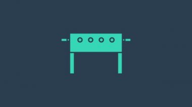 Turkuaz hokey masası simgesi mavi arkaplanda izole edildi. 4K Video hareketli grafik canlandırması