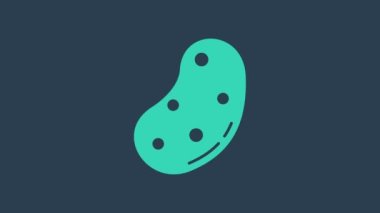 Turkuaz Patates ikonu mavi arka planda izole edildi. 4K Video hareketli grafik canlandırması