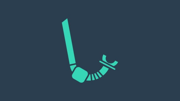 Türkises Schnorchel-Symbol isoliert auf blauem Hintergrund. Tauchausrüstung. 4K Video Motion Grafik Animation — Stockvideo